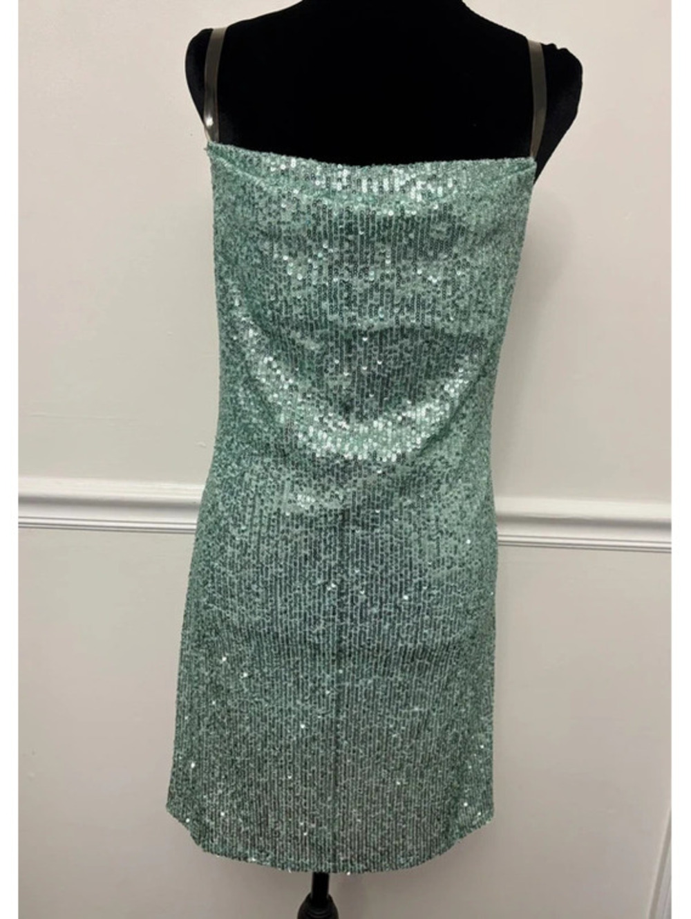 Bebe Mint Green Sequin Mini Dress Size 4 Made in USA